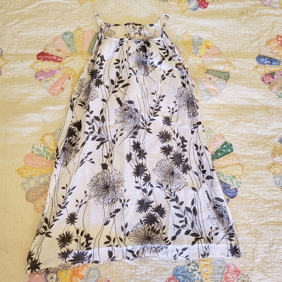 Linen Botanical Print A-Line Dress - Picture 1 of 4
